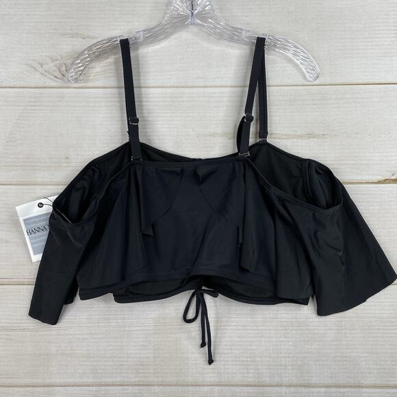 Hanna Nikole Swimsuit Top 1 Piece Top Only 22W Black Ruffle Off Shoulder NWT - Picture 4 of 8